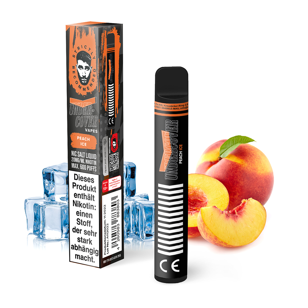 Undercover Vapes Peach Ice 20mg Einweg E-Zigarette STEUERWARE