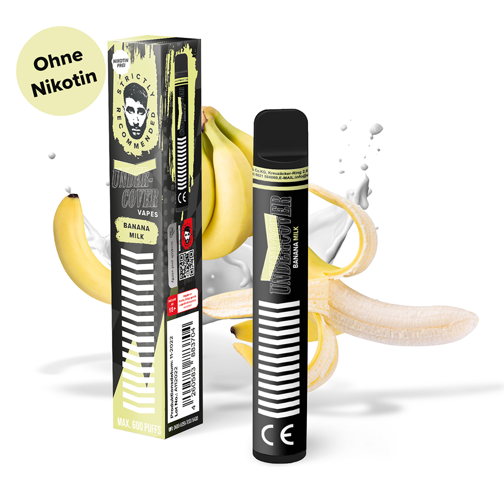 Undercover Vapes Banana Milk 0mg Einweg E-Zigarette STEUERWARE