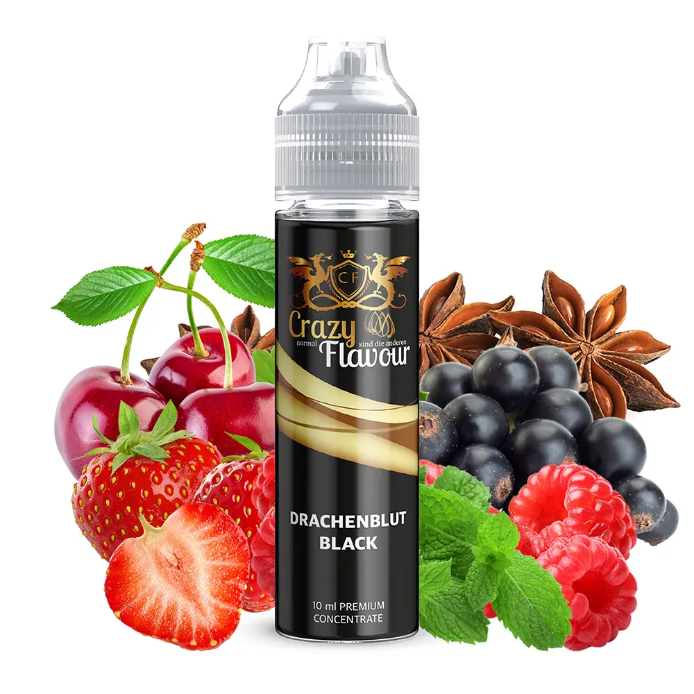 Crazy Flavour Aroma Longfill - Drachenblut Black - 10ml in 60ml Flasche STEUERWARE