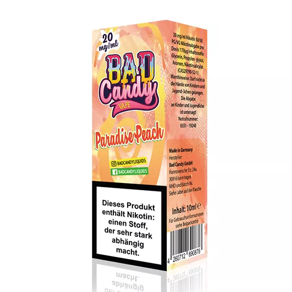 Bad Candy Paradise Peach Nic Salt 10mg STEUERWARE