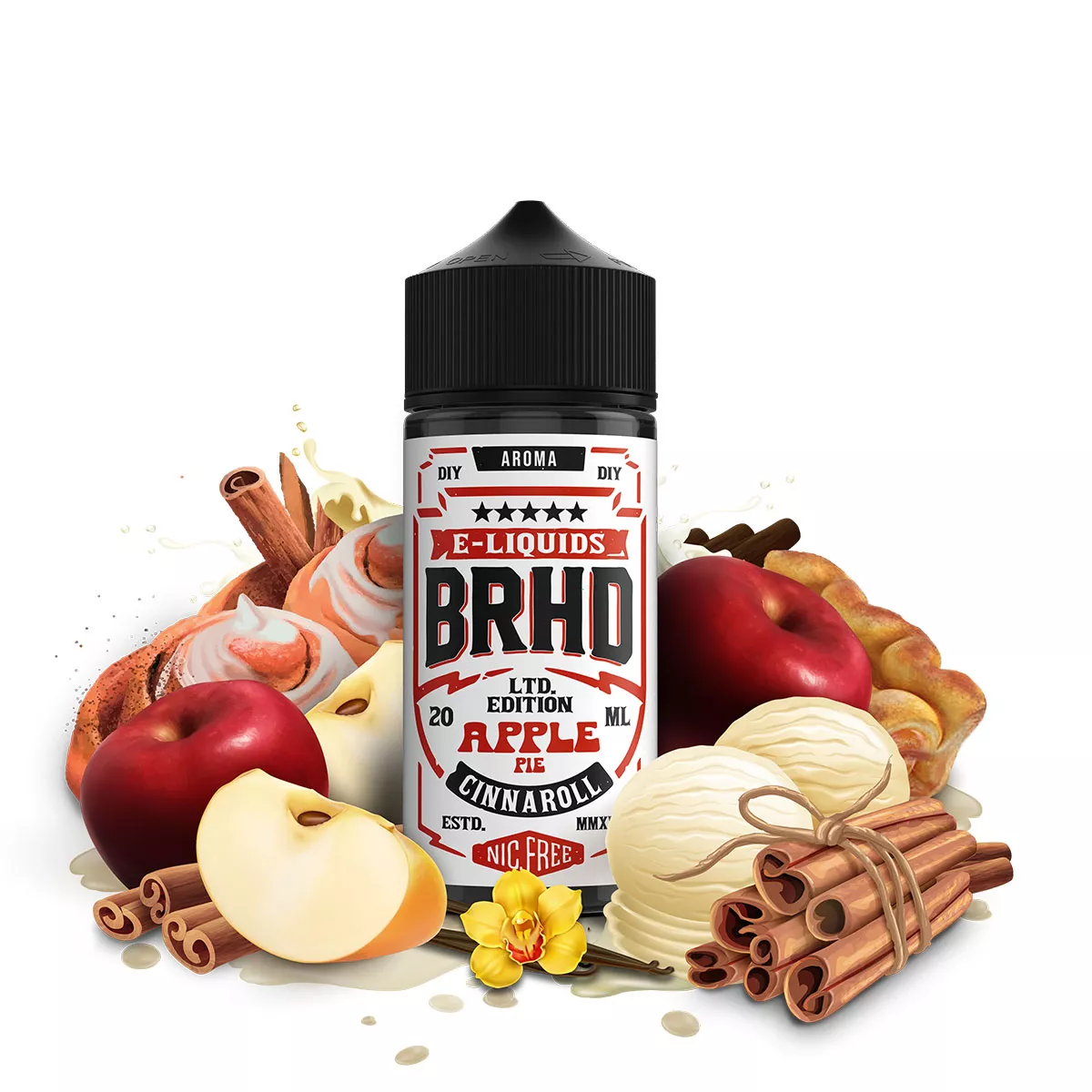 BRHD Barehead Apple Pie Cinnaroll 20ml Aroma in 100ml Flasche