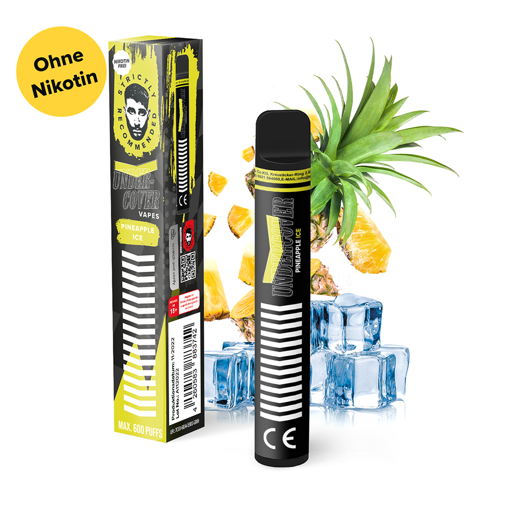 Undercover Vapes Pineapple Ice 0mg Einweg E-Zigarette STEUERWARE