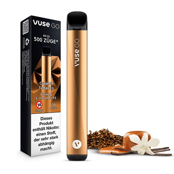 Vuse GO Creamy Tobacco 20mg Einweg E-Zigarette STEUERWARE