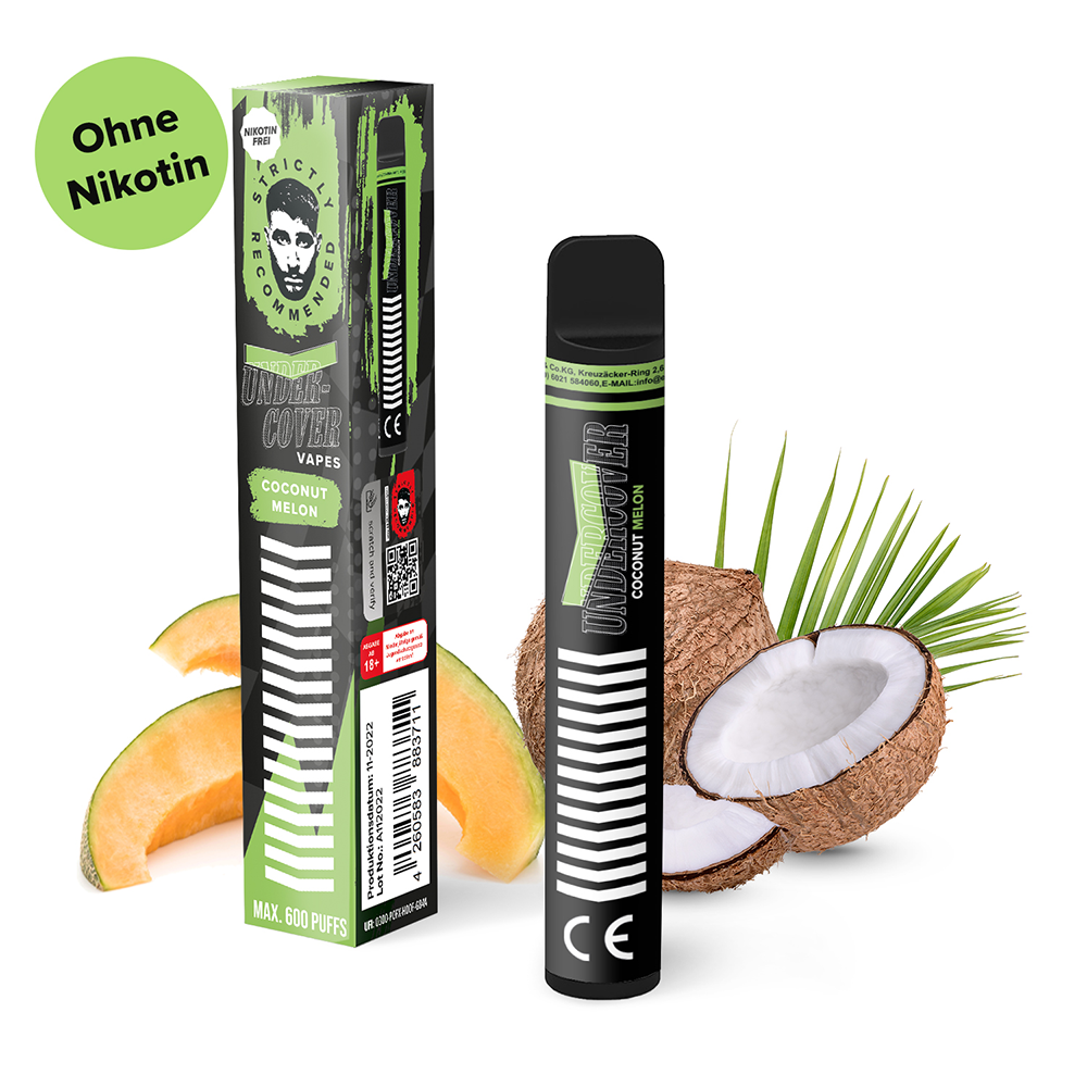 Undercover Vapes Coconut Melon 0mg Einweg E-Zigarette STEUERWARE