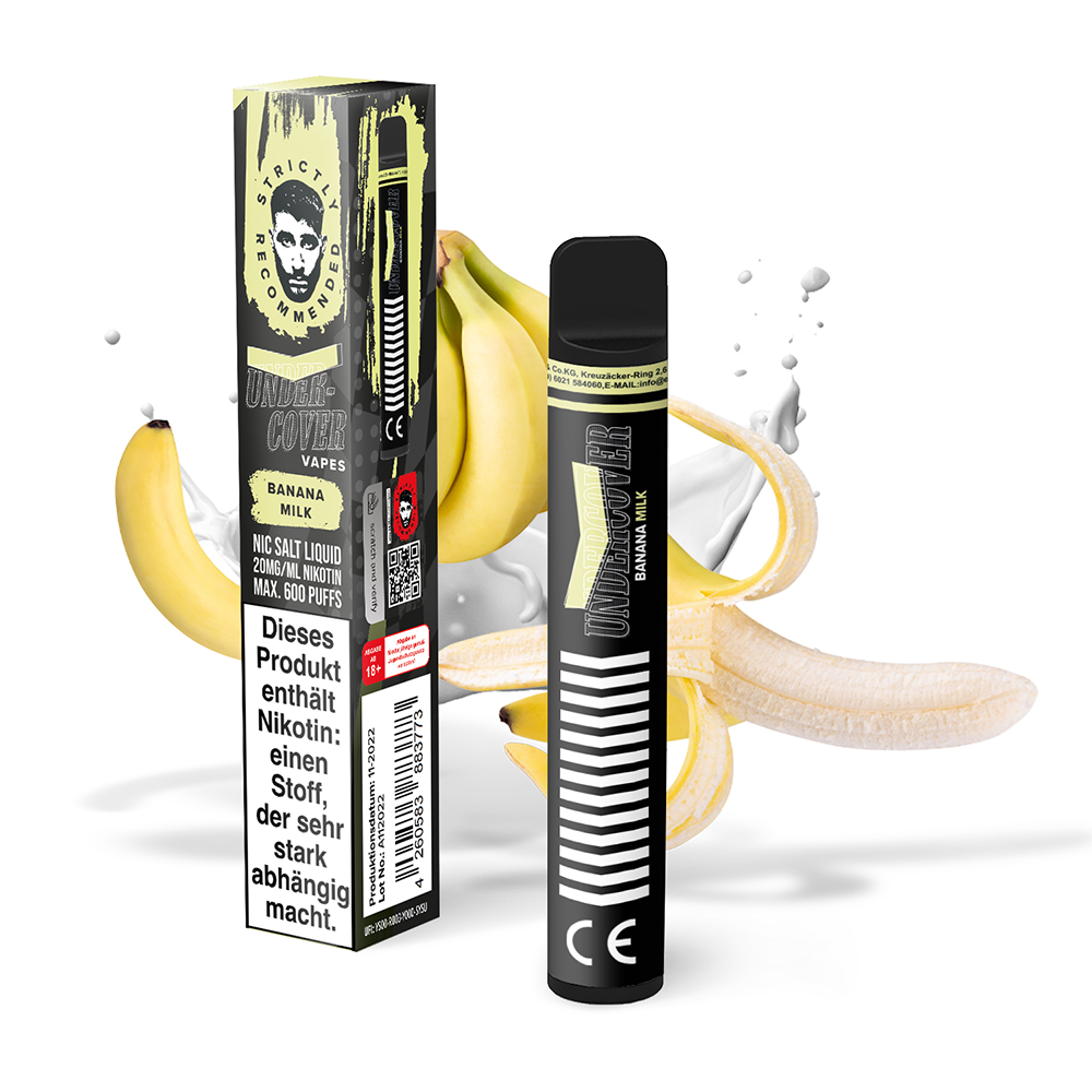 Undercover Vapes Banana Milk 20mg Einweg E-Zigarette STEUERWARE