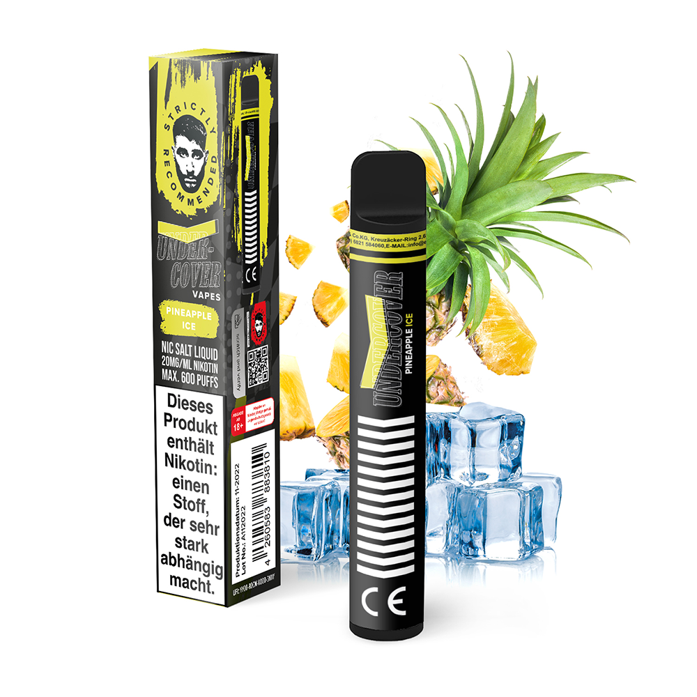 Undercover Vapes Pineapple Ice 20mg Einweg E-Zigarette STEUERWARE