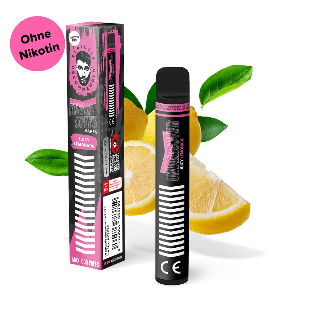 Undercover Vapes Juicy Lemonade 0mg Einweg E-Zigarette STEUERWARE