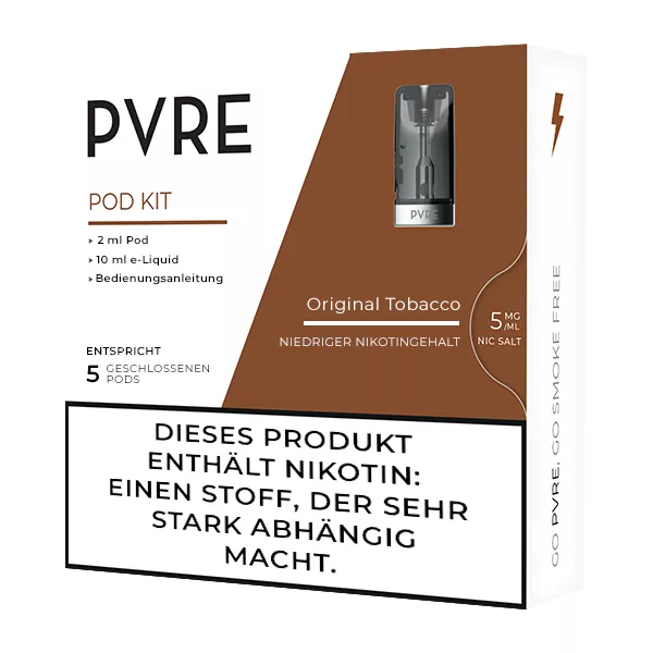 PVRE Pod mit Liquid Original Tobacco 5mg