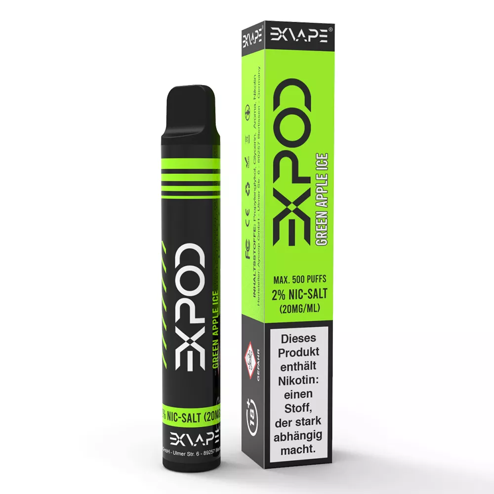 EXVAPE EXPOD Green Apple Ice Einweg E-Zigarette